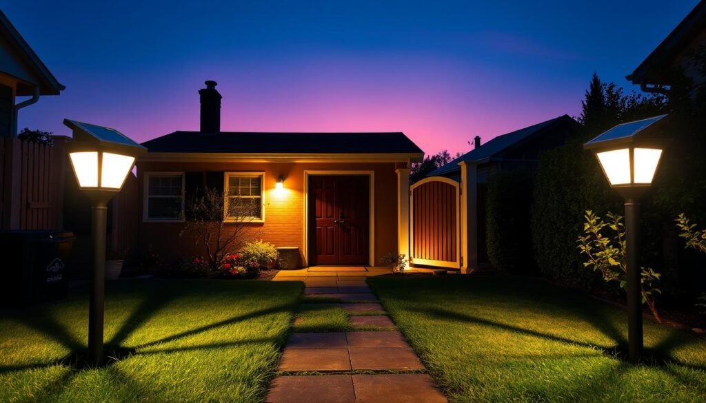 motion sensor solar lights protecting back doors and side gates