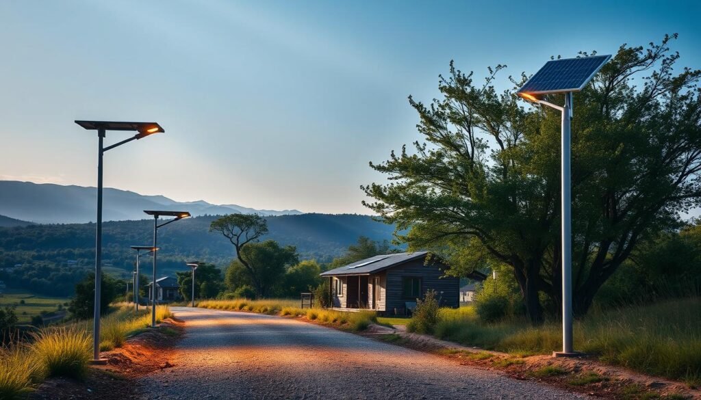 solar streetlights for community roads where trenching power lines is cost-prohibitive